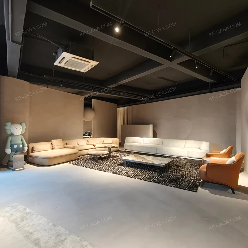 Modern Curved Modular Sofa with 360° Rotatable End Modules & Premium Textured Fabric